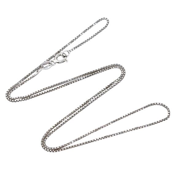 Vintage Italy Sterling Silver 925 1.1mm Box Chain Necklace 18.5" - Picture 1 of 3
